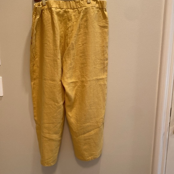 J Jill Love Linen Wide Leg Cropped Pants Butter Yellow Size LARGE - Picture 5 of 10